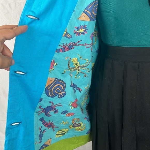 Quacker Factory Colorful Fish Sea Life Embroidered Jacket Teacher Art Cardigan - Picture 11 of 16